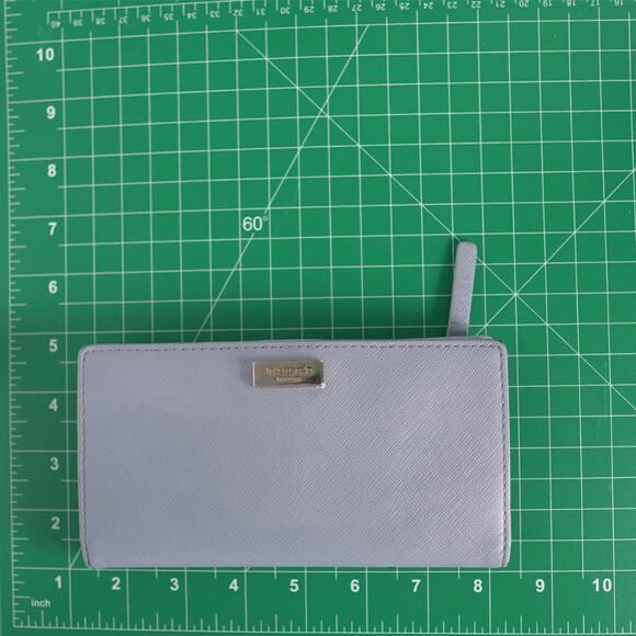 Kate Spade Stacy Bifold Wallet Saffiano Leather Powder Blue Clean Girl Minimal - Picture 5 of 6
